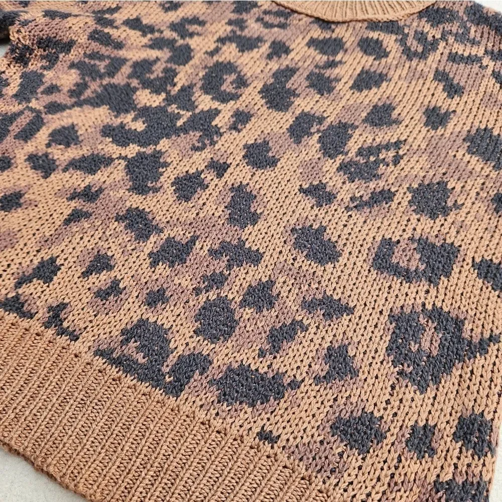 Aerie Animal Print Oversized Long Sleeve Crew Neck Sweater Size XS